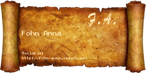 Fohn Anna névjegykártya